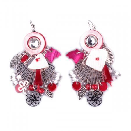 Boucles d'oreilles LOL rouges roses cuivrées et argent Saisonis