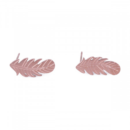 Boucles d'oreilles acier cuivré plumes ciselées