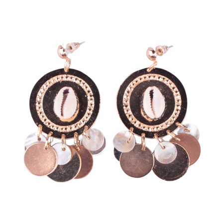 Boucles d'oreilles LOL Gongs à coquillages et pastilles doré