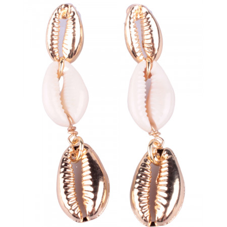 Boucles d'oreilles dorées et blanches Trio de coquillages