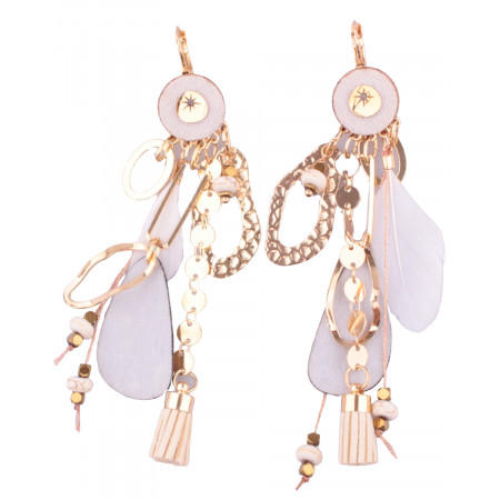 Boucles d'oreilles LOL blanches et dorées Plumiflaqui