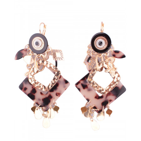 Boucles d'oreilles LOL noires et dorées Losangilia