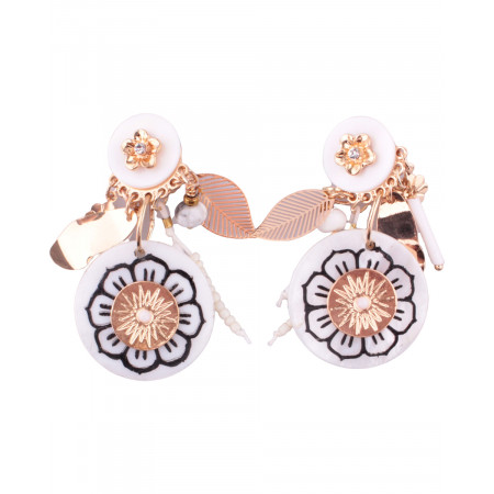 Boucles d'oreilles LOL à clips Floriloli blanc et doré