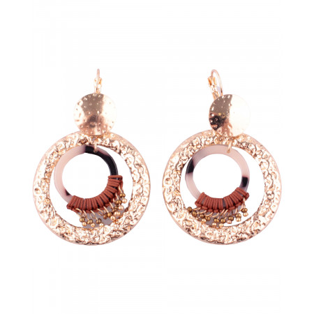 Boucles d'oreilles LOL Double anneau doré et marron marbré