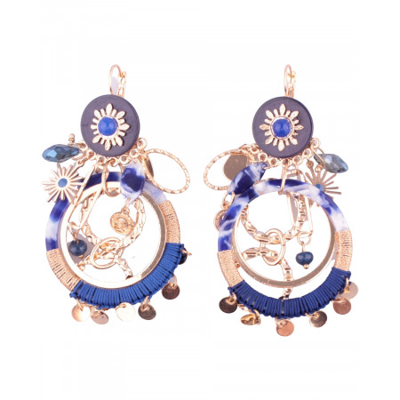 Boucles d'oreilles LOL bleu et doré Anneau Ethnicoli