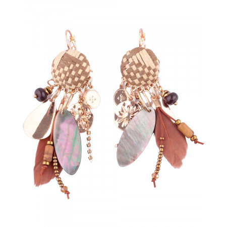Boucles d'oreilles LOL Quadriloplo taupe et beige