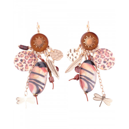 Boucles d'oreilles LOL marron pastilles léopard et zèbre