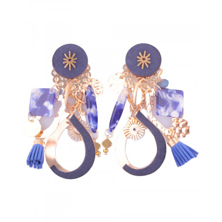 Boucles d'oreilles LOL bleu et doré Voilita