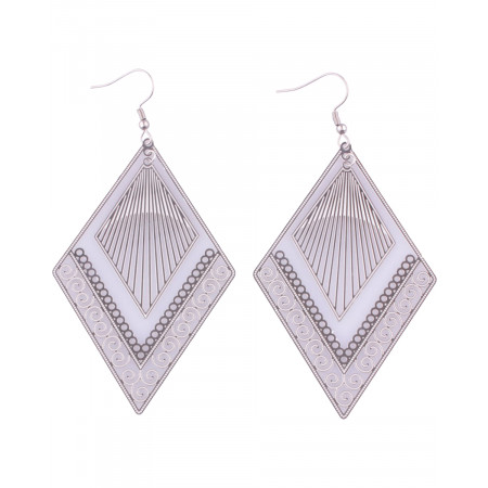 Boucles d'oreilles acier argent Losanges ethniques