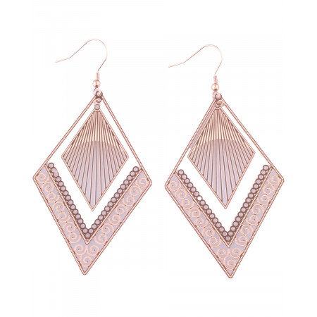Boucles d'oreilles acier cuivré Losanges ethniques