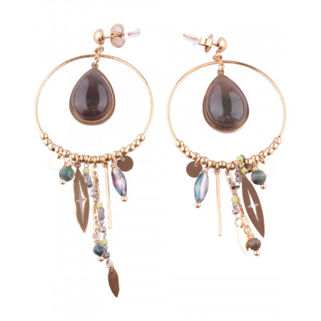 Boucles d'oreilles Anneaux dorés perles vertes Goutili MILE MILA