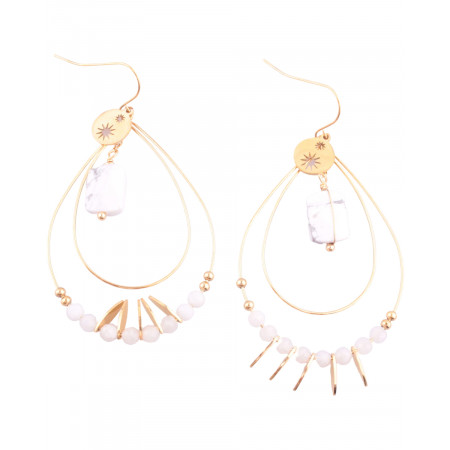 Boucles d'oreilles acier doré perles blanches Rayoni MILE MILA