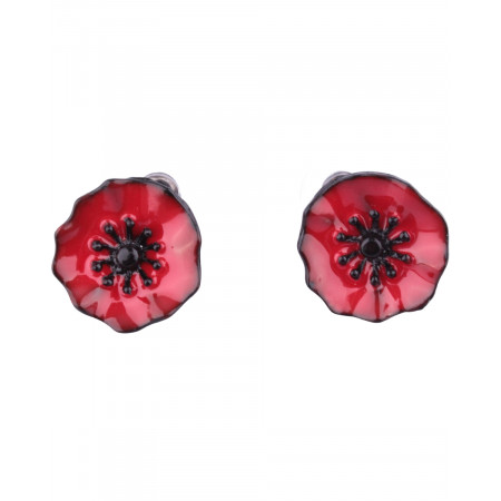 Boucles d'oreilles LOL coquelicots rouges coeurs noirs