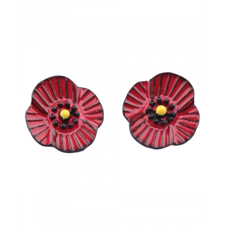 Boucles d'oreilles LOL coquelicots rayés coeurs jaunes