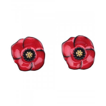 Boucles d'oreilles LOL coquelicots rouges coeurs jaunes