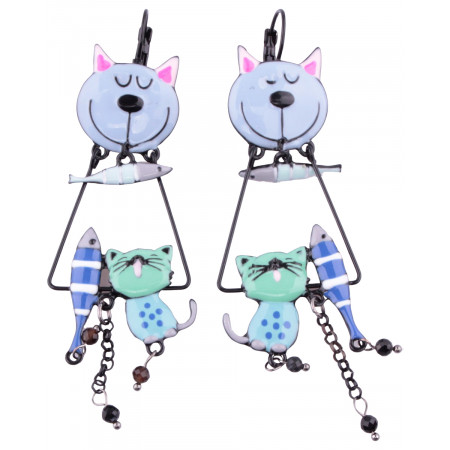 Boucles d'oreilles LOL chats trapèzes