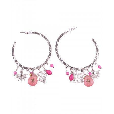 Boucles d'oreilles LOL Anneaux argent perles roses Royaltoili