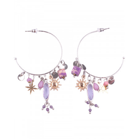 Boucles d'oreilles LOL Anneaux argent et mauves Cubitoili