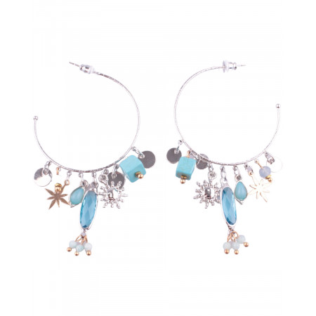 Boucles d'oreilles LOL Anneaux argent et turquoises Cubitoili