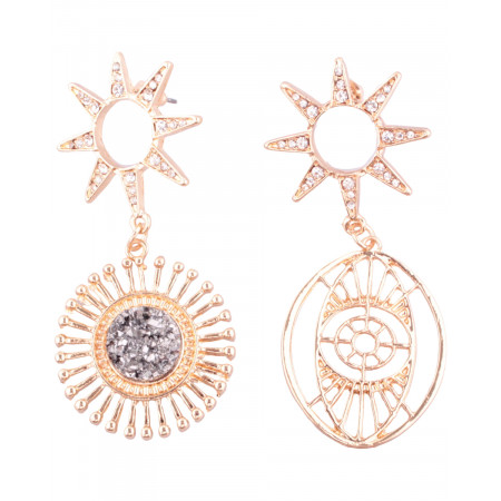 Boucles d'oreilles LOL asymétriques Solila dorées