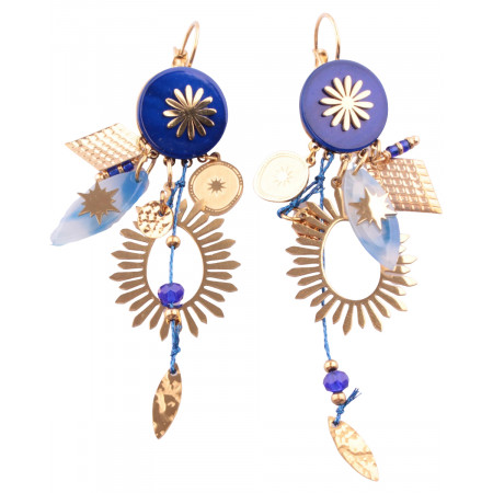 Boucles d'oreilles acier doré et bleues Bijalia