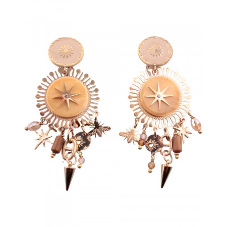 Boucles d'oreilles beiges et dorées