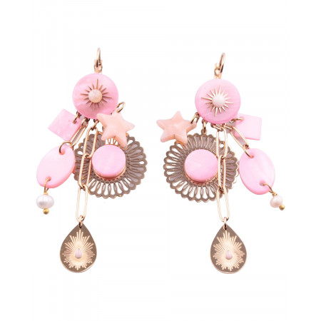 Boucles d'oreilles dorées et roses étoile