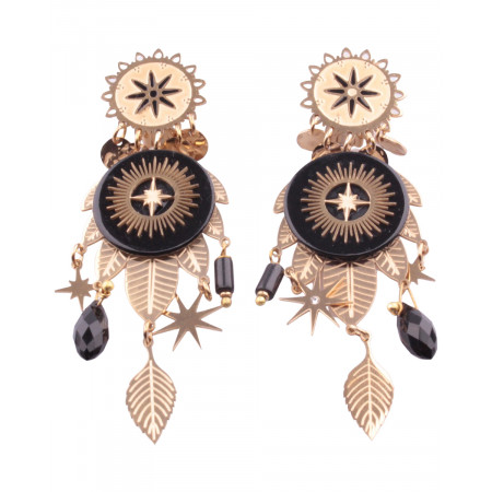 Boucles d'oreilles acier à clips dorées et noires