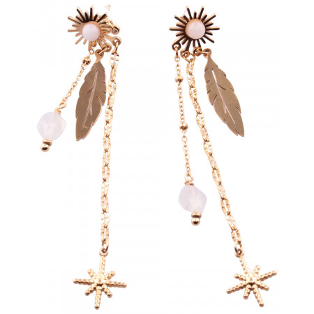 Boucles d'oreilles pendantes acier étoile et plume