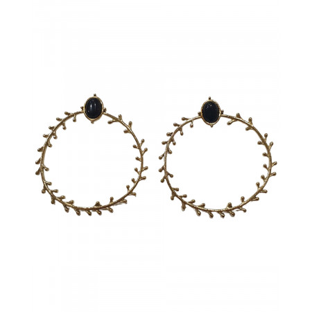 Boucles d'oreilles Acier cercle de branche avec onyx
