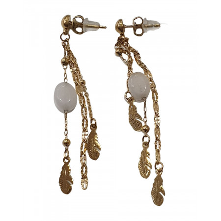 Boucles d'oreilles pendantes acier plumes