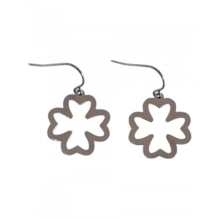 Boucles d'oreilles acier argent trèfles