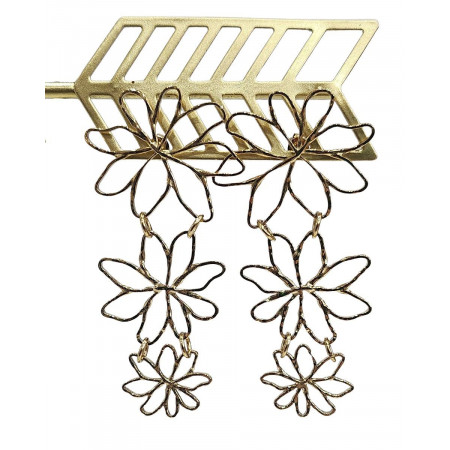 Boucle d'oreille femme descente florale dorée