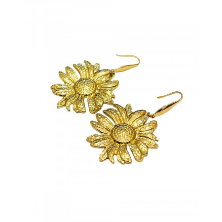 Boucles d'oreilles femme acier doré tournesols
