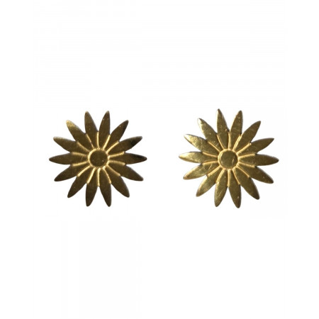 Boucles d'oreilles femme puces soleils ciselés acier doré