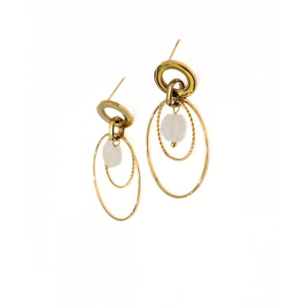 Boucles d'oreilles femme anneaux dorées et perle blanche Madeleine
