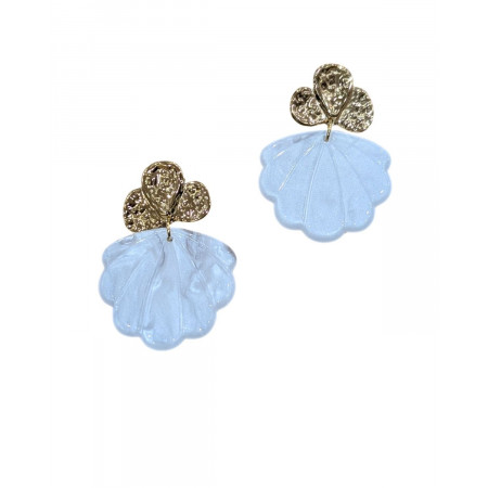 Boucles d'oreilles femme fleurs dorées et nacre blanche Suzanne