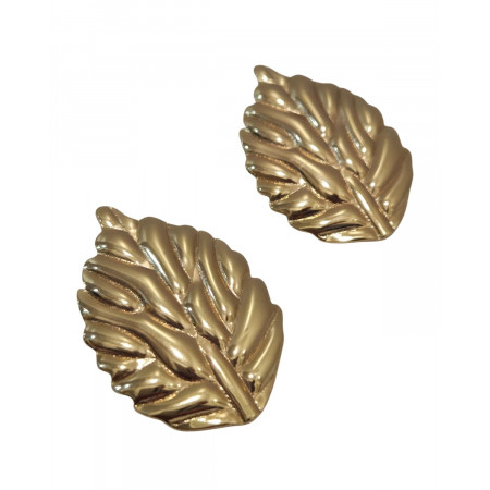 Boucles d'oreilles femme feuilles dorées
