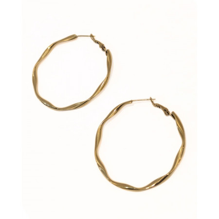 Boucles d'oreilles femme anneaux torsadés acier doré