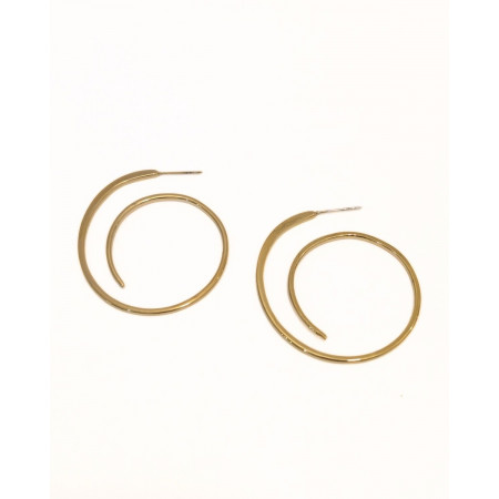 Boucles d'oreilles femme acier doré anneaux spirales