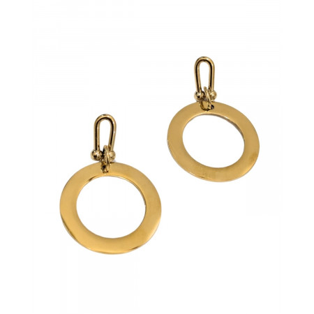 Boucles d'oreilles femme acier doré anneau pendant