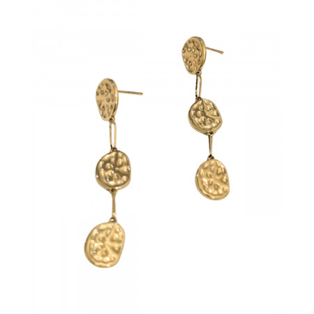 Boucles d'oreilles femme acier doré maillons pendants