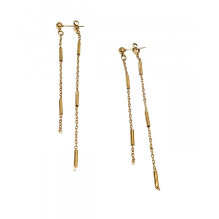 Boucles d'oreilles femme acier doré chaines pendantes