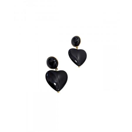 Boucles d'oreilles femme acier doré coeur noir