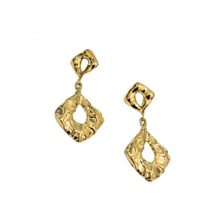 Boucles d'oreilles femme acier doré losanges martelés