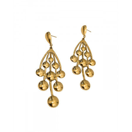 Boucles d'oreilles femme acier doré grappe pendante