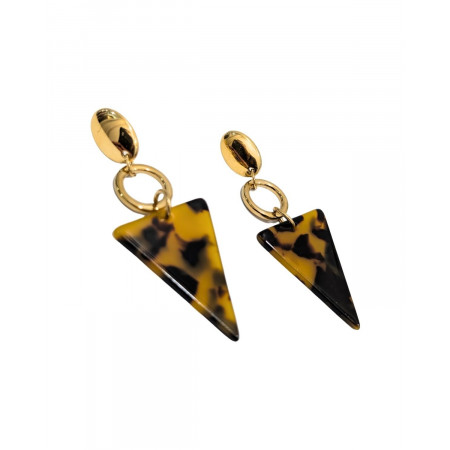 Boucles d'oreilles femme acier doré triangle léopard