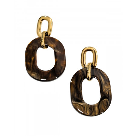 Boucles d'oreilles femme acier doré et marron Althéa