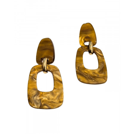 Boucles d'oreilles femme acier doré et camel