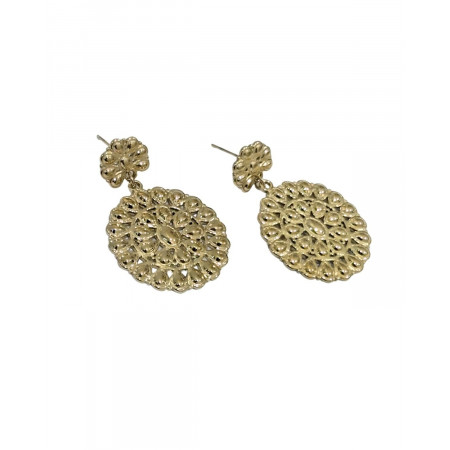 Boucles d'oreilles femme acier doré rond de gouttes